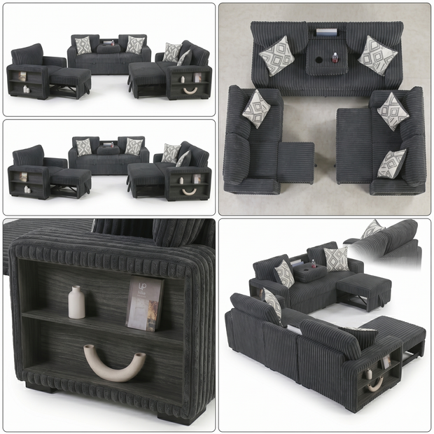 Luxury Convertible Fabric Sofa Set
