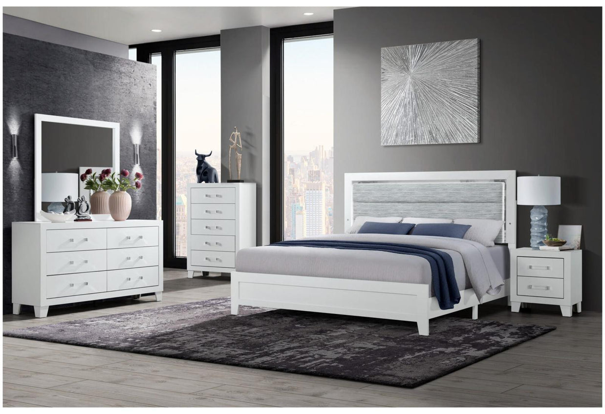 The Nova 10-Piece Bedroom Set | Glacier White | LED Headboard | Same-Day Delivery & Assembly | NYC & NJ