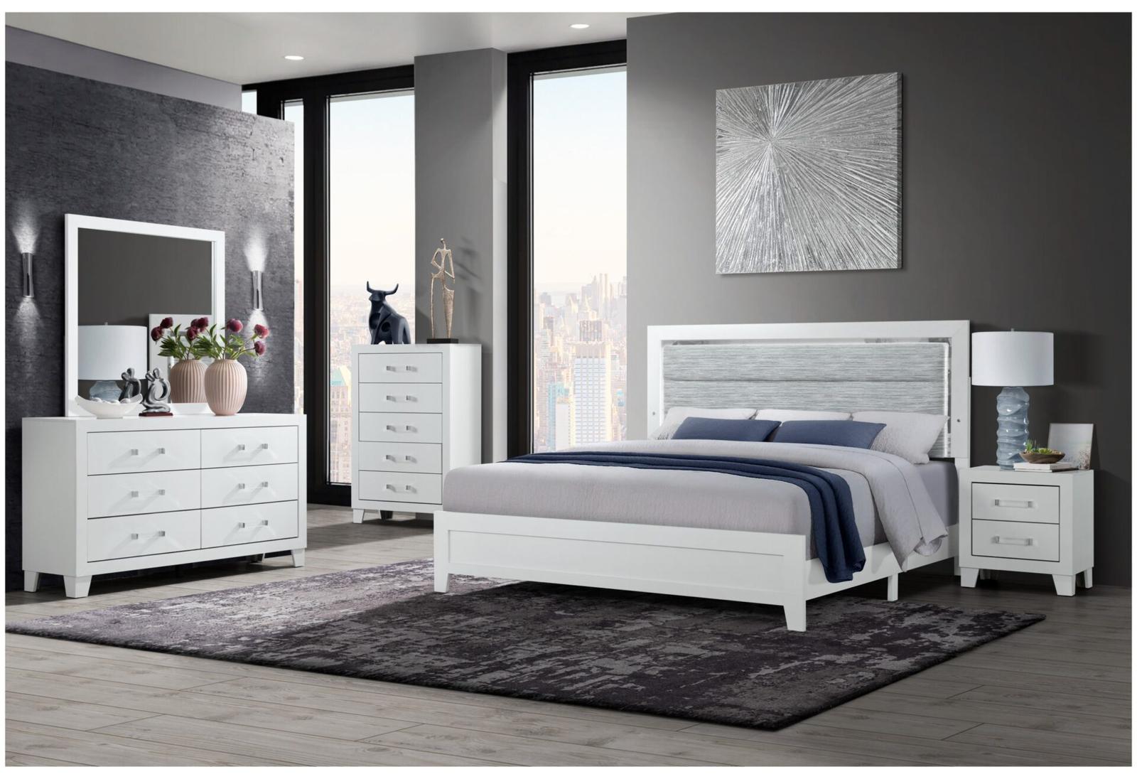 The Nova 10-Piece Bedroom Set | Glacier White | LED Headboard | Same-Day Delivery & Assembly | NYC & NJ