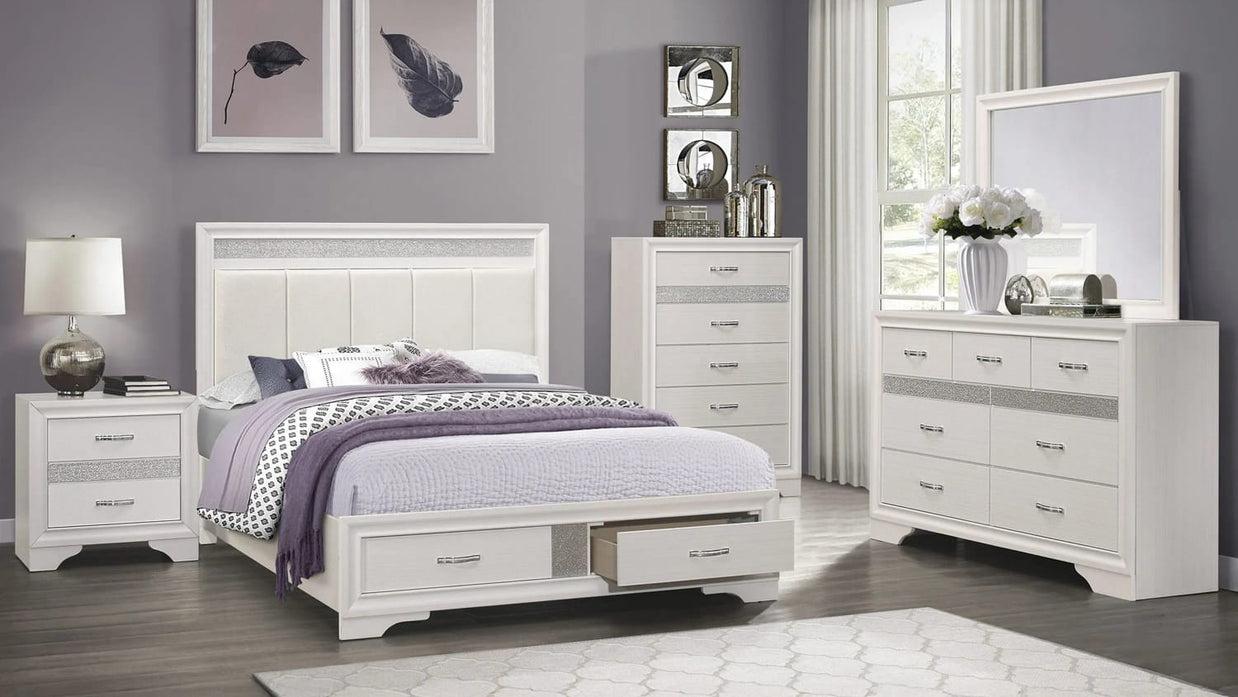 The Crystal 10-Piece Bedroom Set | Pearl White | Storage Bed + Glam Detail | Same-Day Delivery & Assembly | NYC & NJ