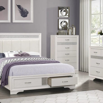 The Crystal 10-Piece Bedroom Set | Pearl White | Storage Bed + Glam Detail | Same-Day Delivery & Assembly | NYC & NJ