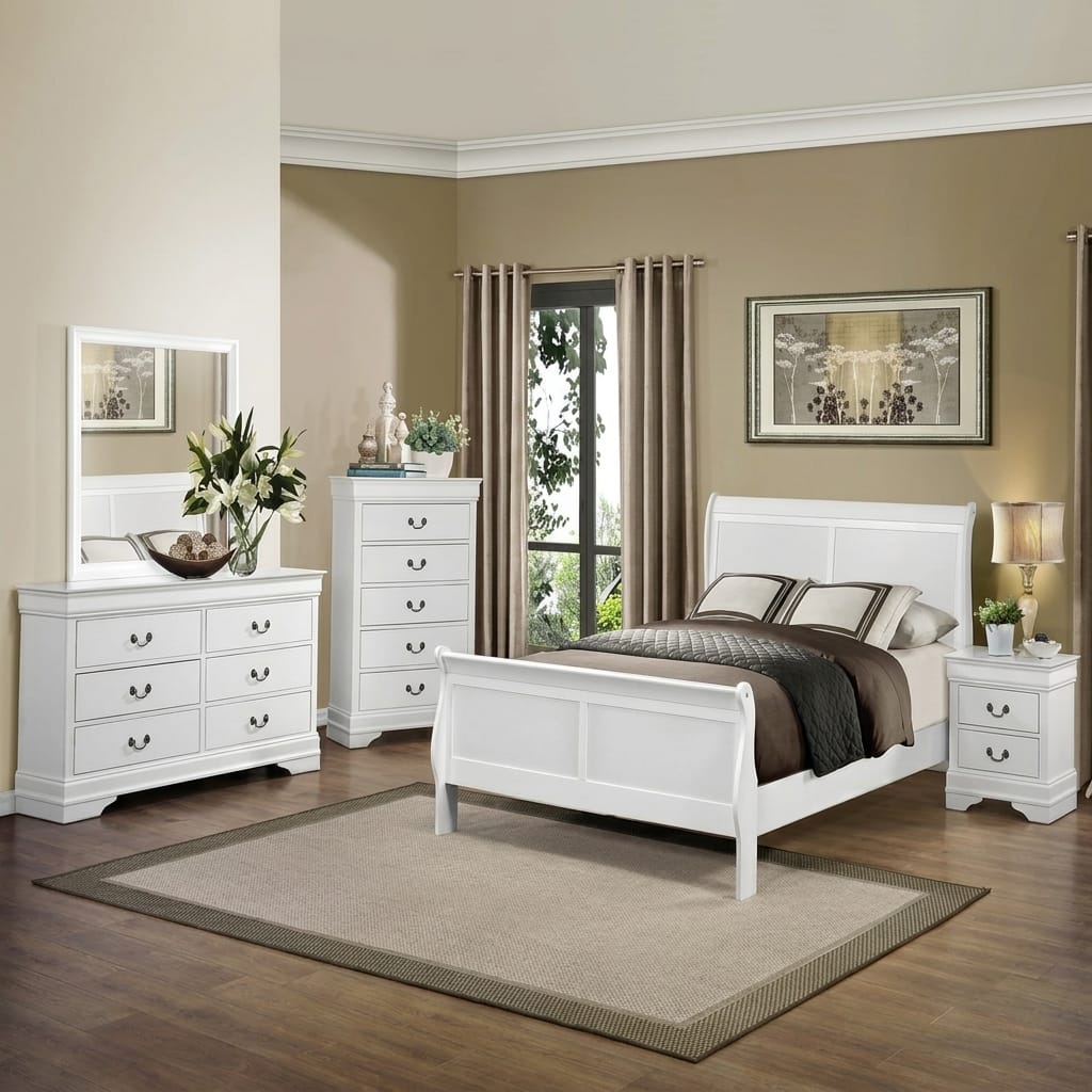 The Louis 10-Piece Bedroom Set | Cappuccino or Classic White | Sleigh Bed | Same-Day Delivery & Assembly | NYC & NJ