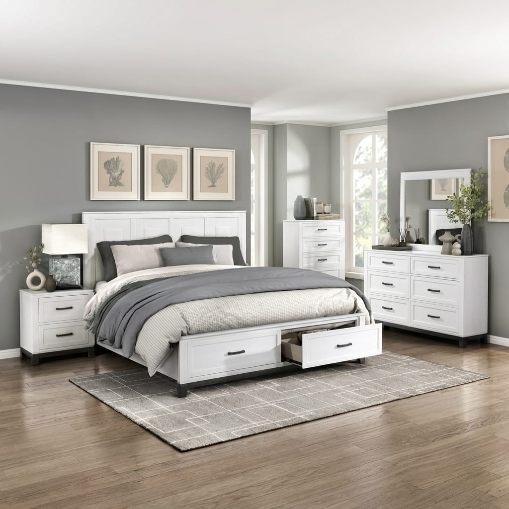 The Haven 10-Piece Bedroom Set | Alpine White | Storage Bed | Same-Day Delivery & Assembly | NYC & NJ