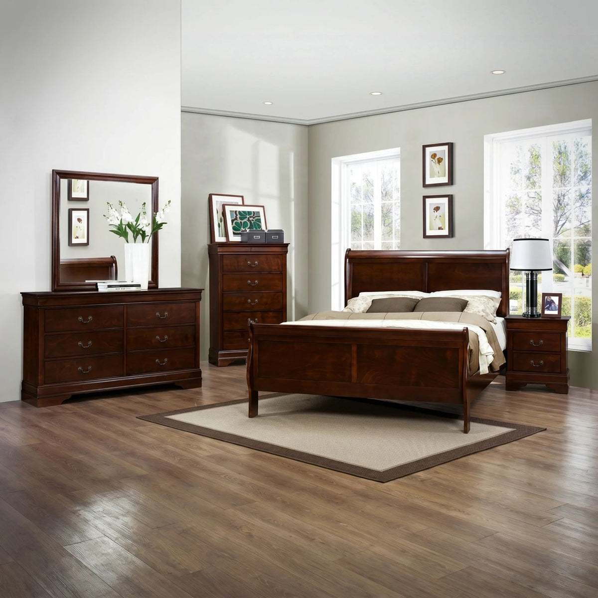 The Louis 10-Piece Bedroom Set | Cappuccino or Classic White | Sleigh Bed | Same-Day Delivery & Assembly | NYC & NJ