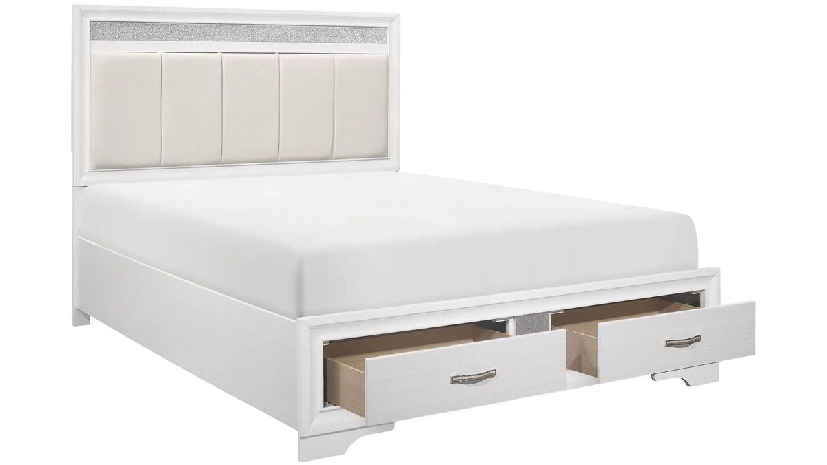 The Crystal 10-Piece Bedroom Set | Pearl White | Storage Bed + Glam Detail | Same-Day Delivery & Assembly | NYC & NJ