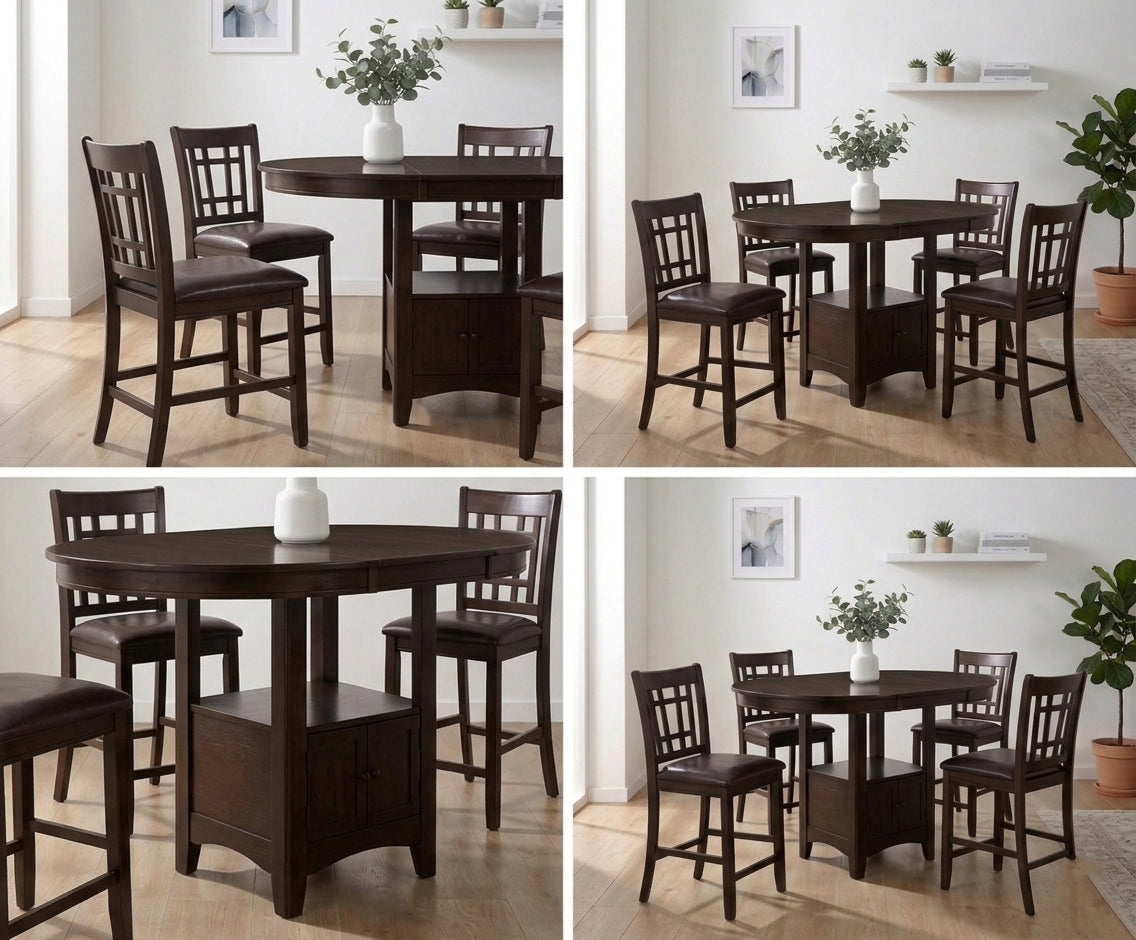 Heritage Storage Counter Dining Set – 4 Seater
