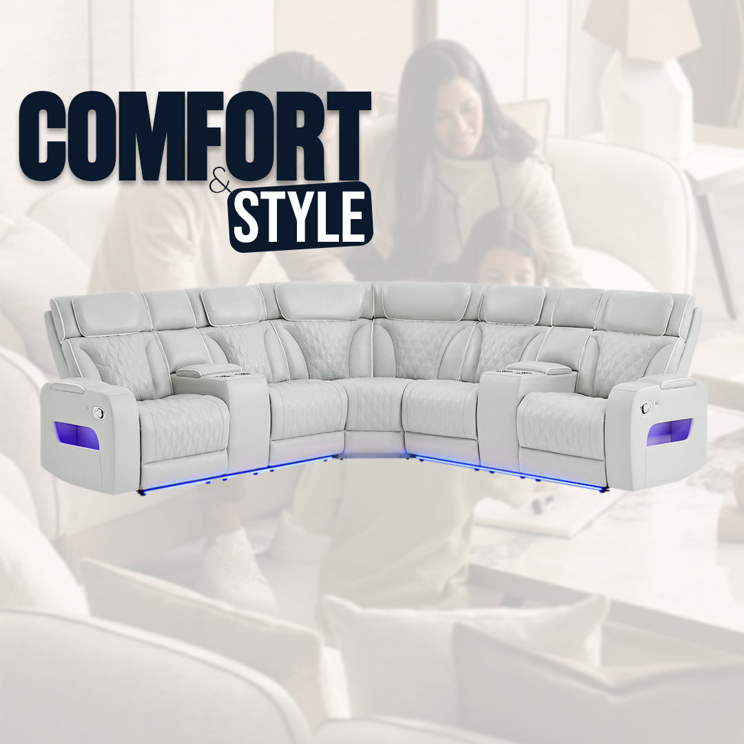 Luxury Sectional Leather Recliner Sofa