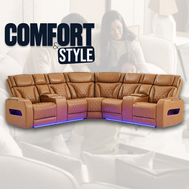 Luxury Sectional Leather Recliner Sofa